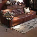 Cuero Ribbed Leather 3 Seater Sofa