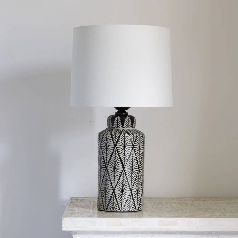 Indochine Noir Lamp with Ivory Shade