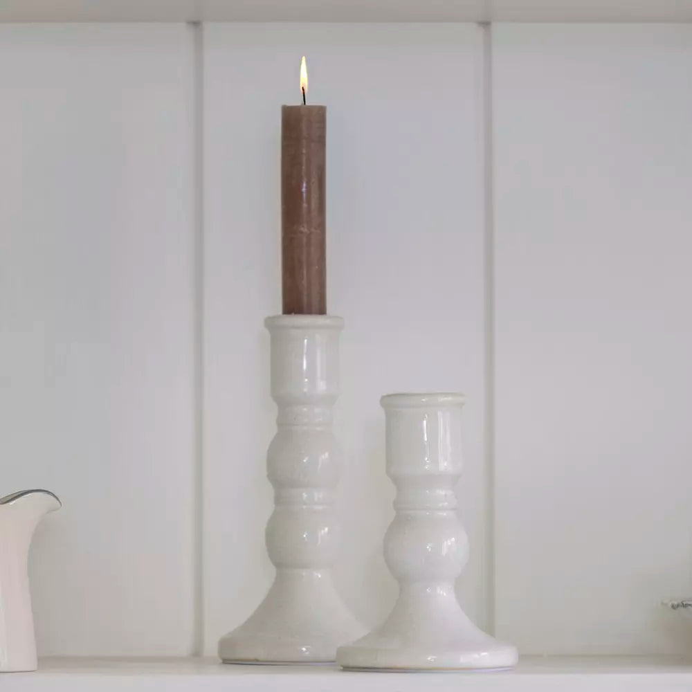 White Crackle Candle Holder