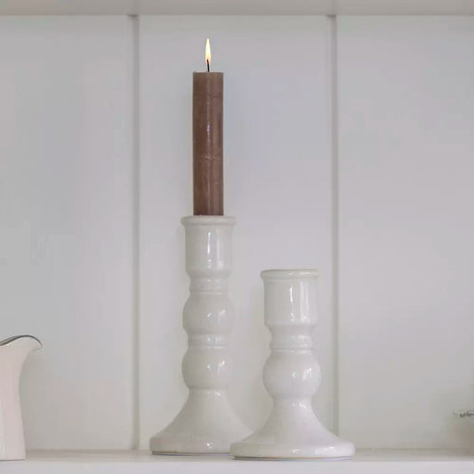 White Crackle Candle Holder