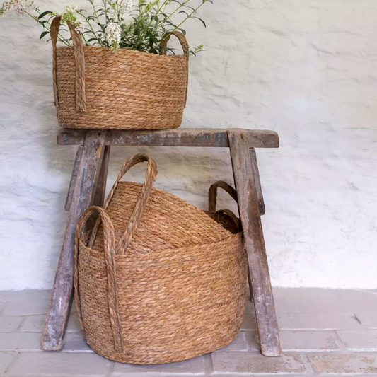 Oval Seagrass Basket With Handles - Pack Of 3