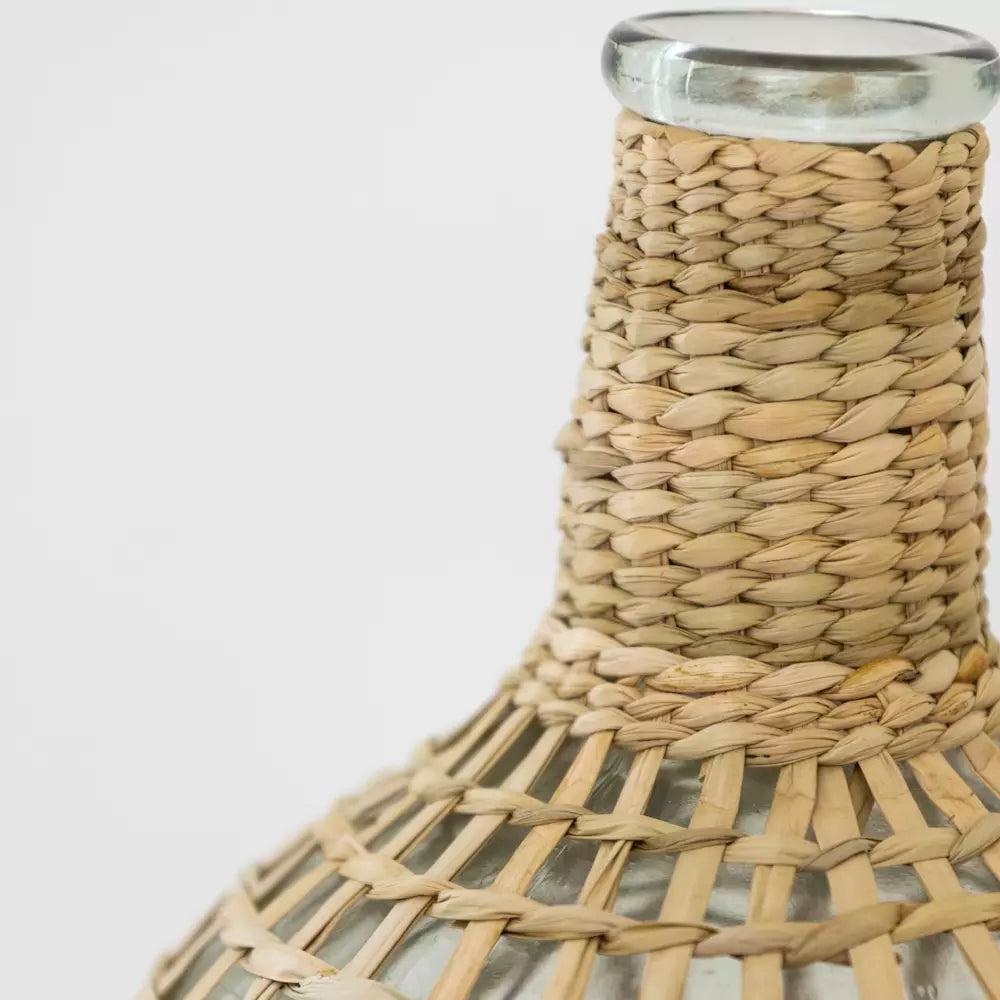 Straw Wrapped Glass Vase