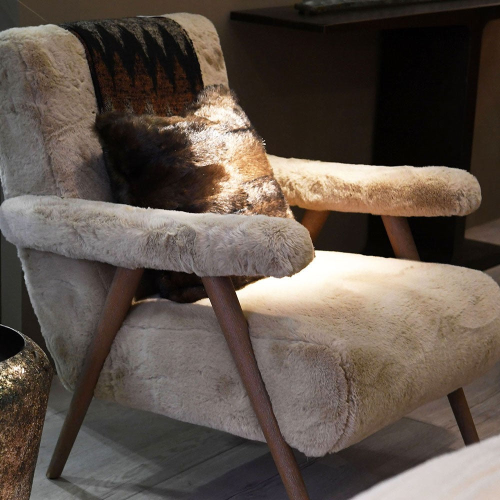 Taupe Faux Sheepskin Armchair