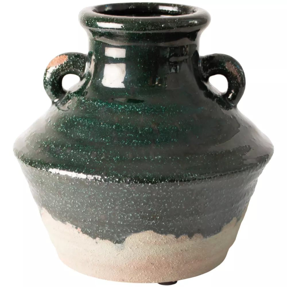 Dipped Stone Vase in Dark Green