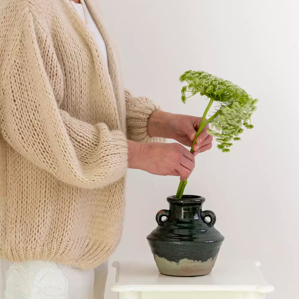 Dipped Stone Vase in Dark Green