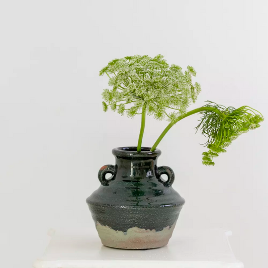 Dipped Stone Vase in Dark Green