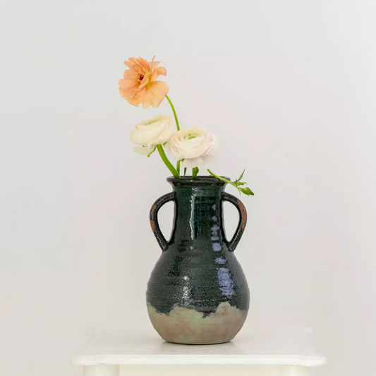 Tall Dipped Stone Vase in Green