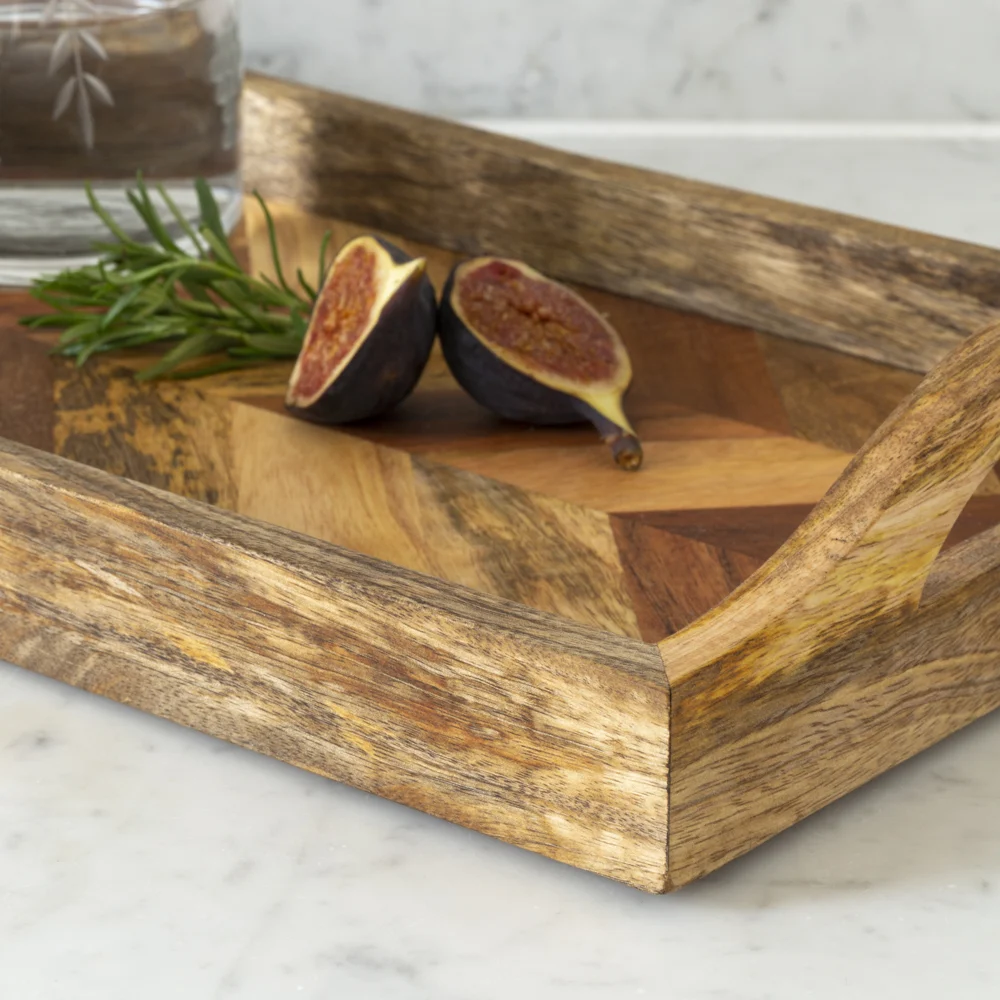 Acacia & Mango Chevron Serving Tray