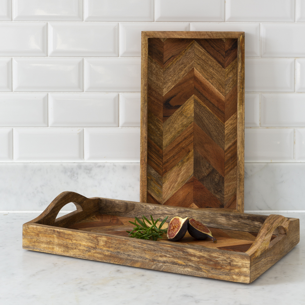 Acacia & Mango Chevron Serving Tray