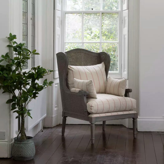 Rattan Wing Stripe Red Armchair