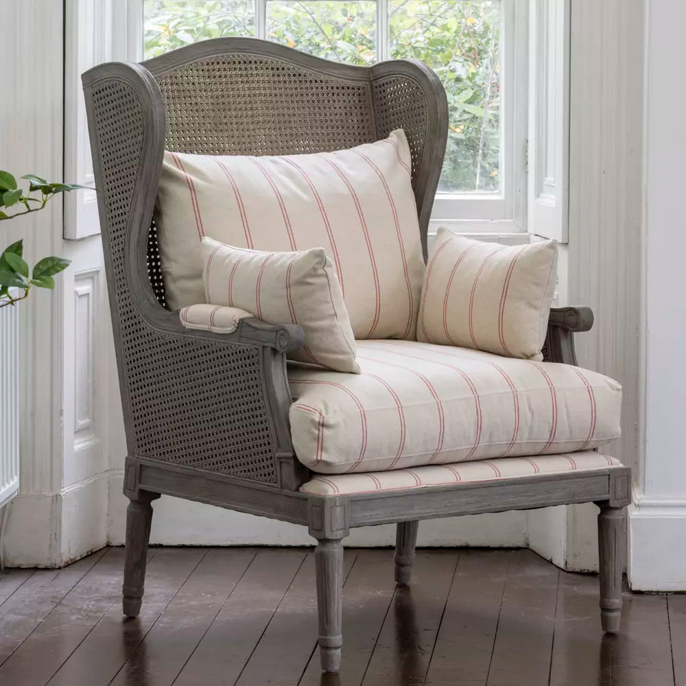 Rattan Wing Stripe Red Armchair