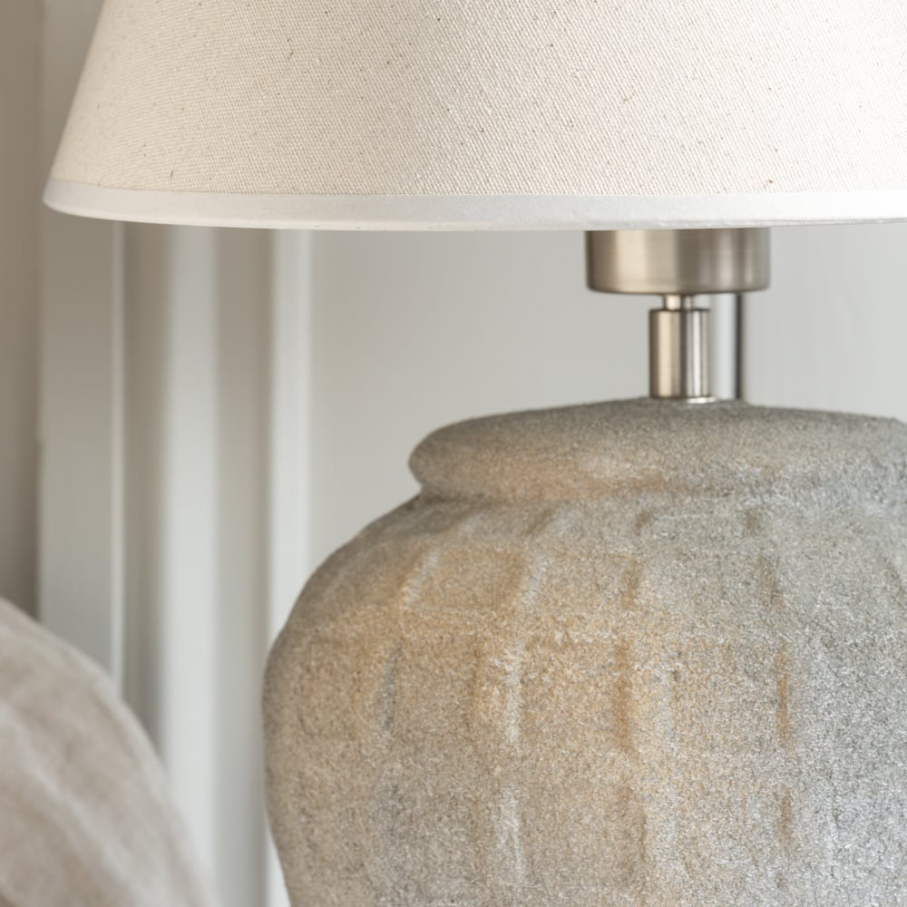 Minerva Stoneware Lamp with Cream Shade