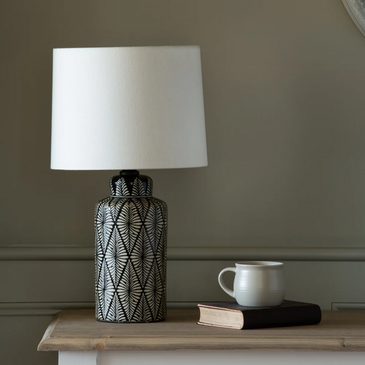 Indochine Noir Lamp with Ivory Shade