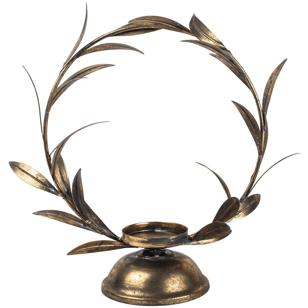 Laurel Leaf Golden Candleholder