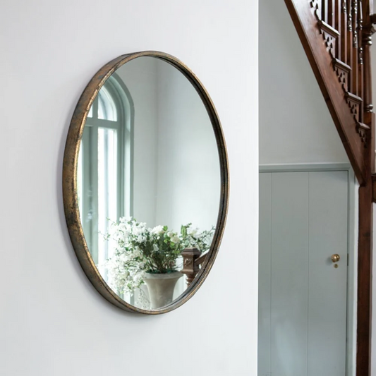 Antique Brass Round Mirror